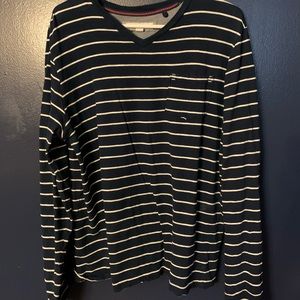 Woman’s top blue and white stripe